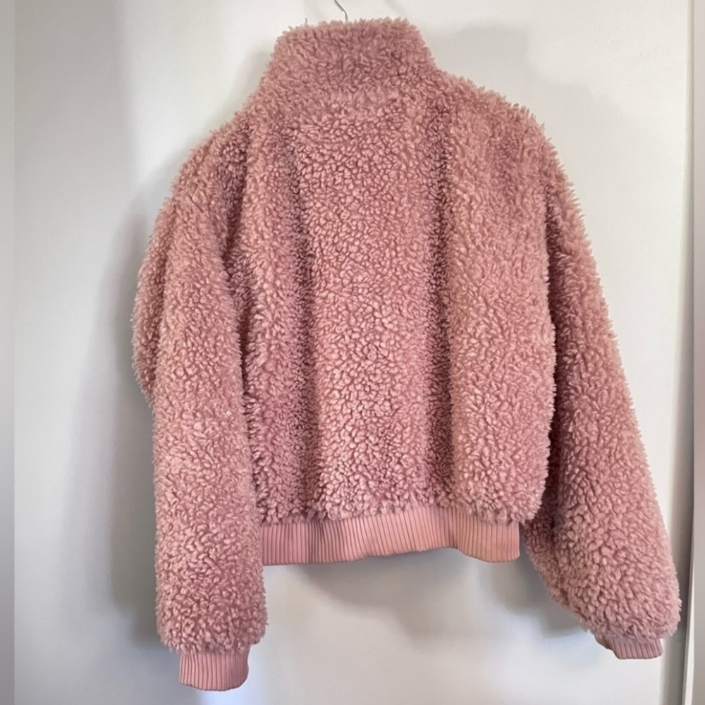 Love Tree Teddy Jacket Mauve Large Bomber Style Zip Front - Picture 10 of 14